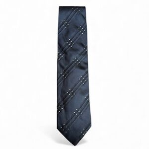 Armani Collezioni Men’s Silk Tie Navy Blue Geometric Dot Pattern Made in Italy